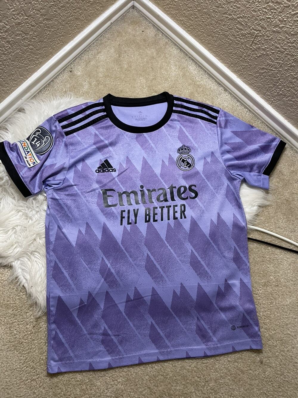 Adidas Brnzama #9 Jersey Purple Black Emirates Fly Better Men's Large 22/23